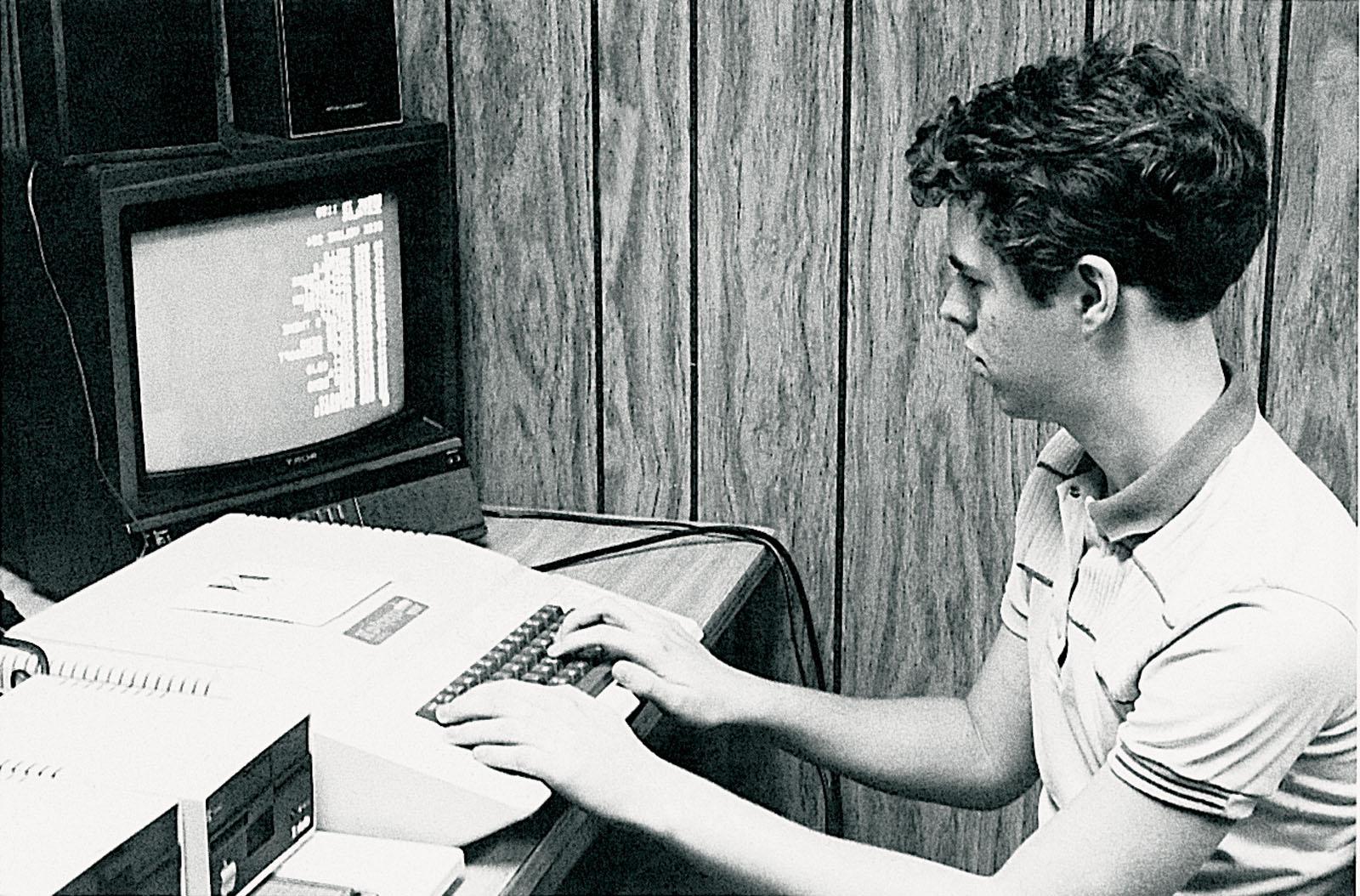 Richard Fitzgerald completes a program on a video terminal in 1982. 