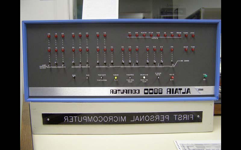 Altair 8800 (1975) | The first personal computer on the market, Northwest purchased one for its library in 1975. Unfortunately, the Altair was not capable of supporting library applications. (Courtesy of the Jean Jennings Bartik Computing Museum)