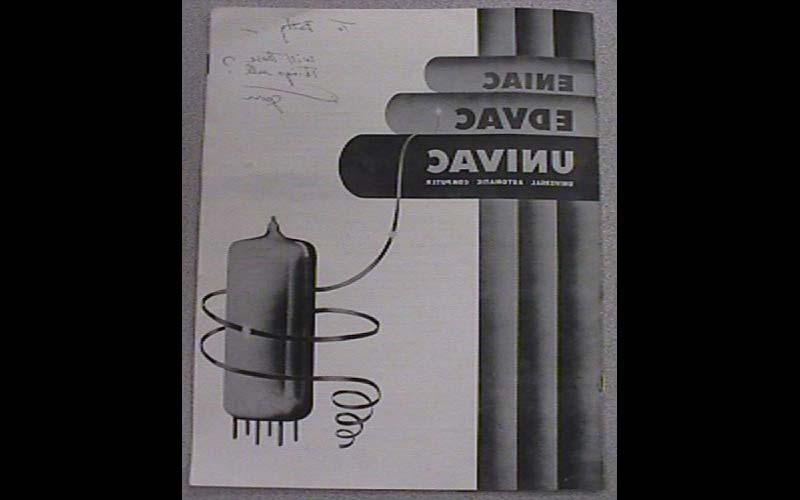 UNIVAC手册|约翰·莫奇利给吉恩·詹宁斯·巴蒂克的留言UNIVAC手册, “这些东西能卖出去吗??(由Jean JENNINGS Bartik计算机博物馆提供)