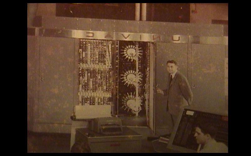 保罗Chinitz教授课程| 保罗Chinitz教授学生UNIVAC I编程课程. (原始照片由保罗Chinitz捐赠给Jean JENNINGS Bartik计算机博物馆.)