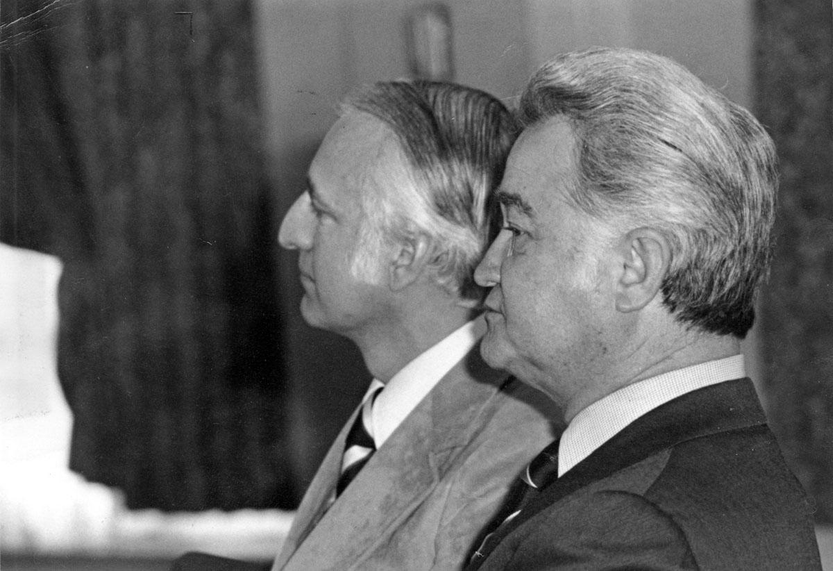 B.D. Owens succeeded Robert Foster (left) as Northwest president in 1977.